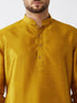 Vastramay Men's Mustard Curved Kurta Dhoti Set